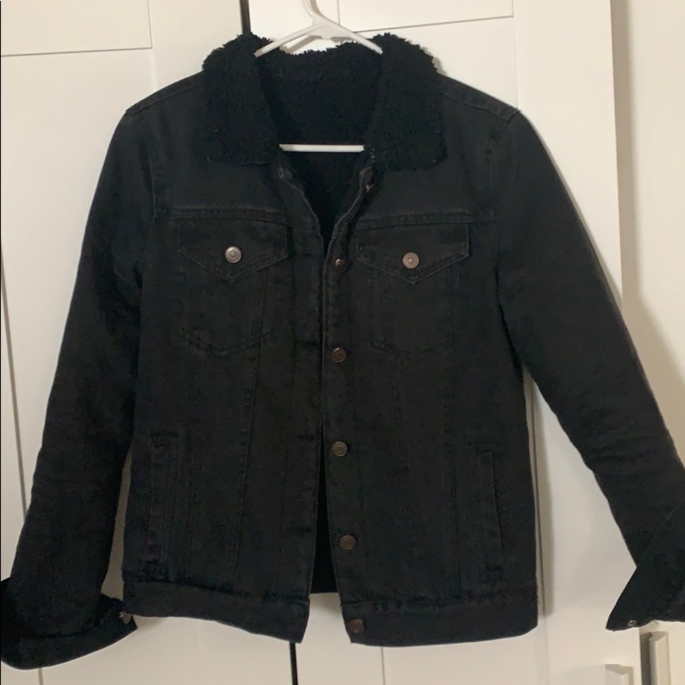 Black denim Sherpa jacket